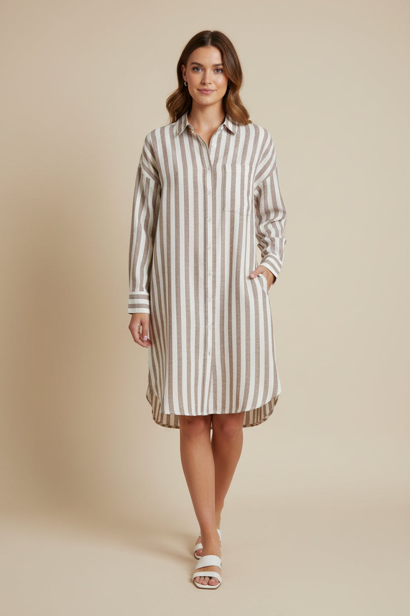 Faherty Laguna Linen Kova Shirtdress - Sandy Horizon Stripe - gilt+gossamer