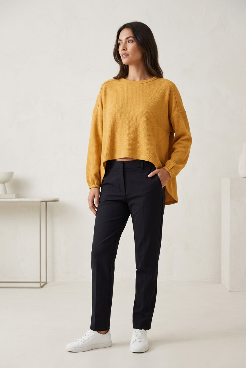 Apricot Honeycomb Knit Oversized Top