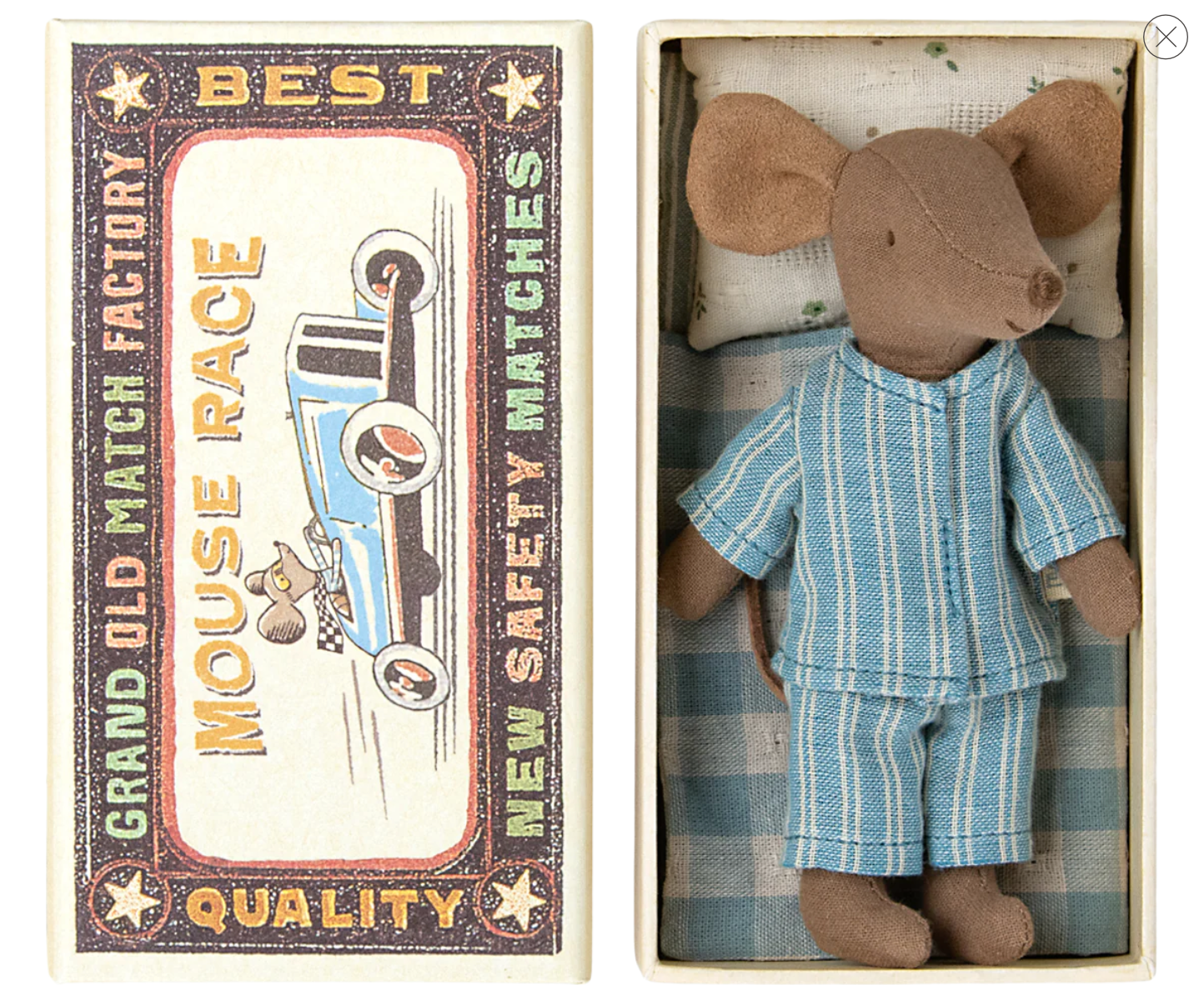 Maileg Big Brother Mouse in Box - Blue - gilt+gossamer