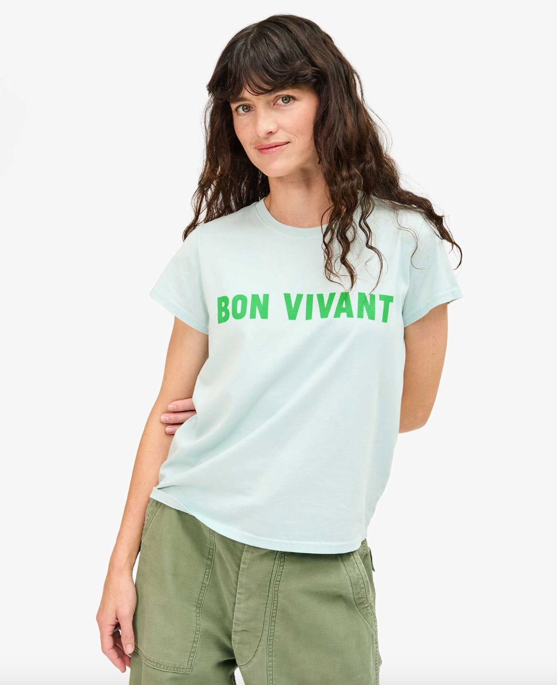 Clare V. Classic Tee - Sky Blue w/ Grass Bon Vivant - gilt+gossamer