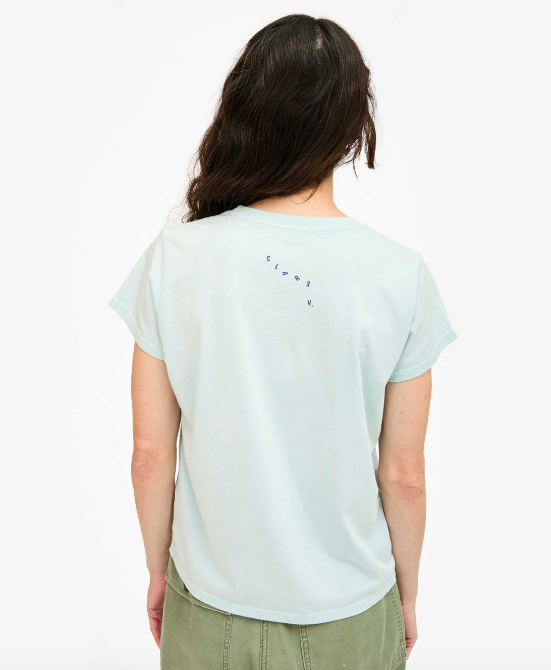 Clare V. Classic Tee - Sky Blue w/ Grass Bon Vivant - gilt+gossamer