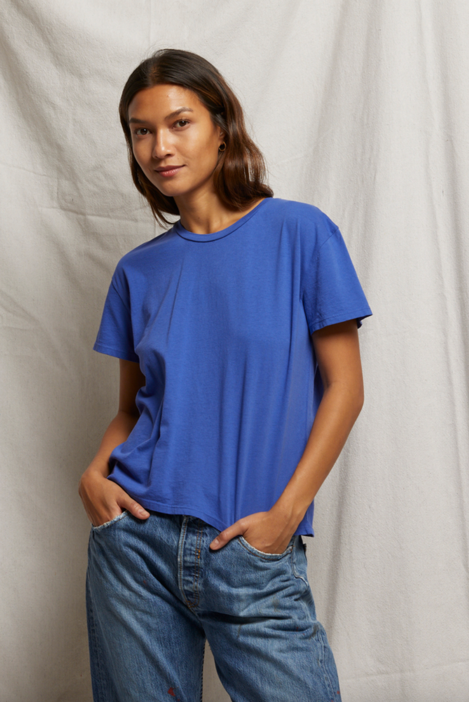 Perfect White Tee Harley Oversized Crew Neck Tee - Violet Blue - gilt+gossamer