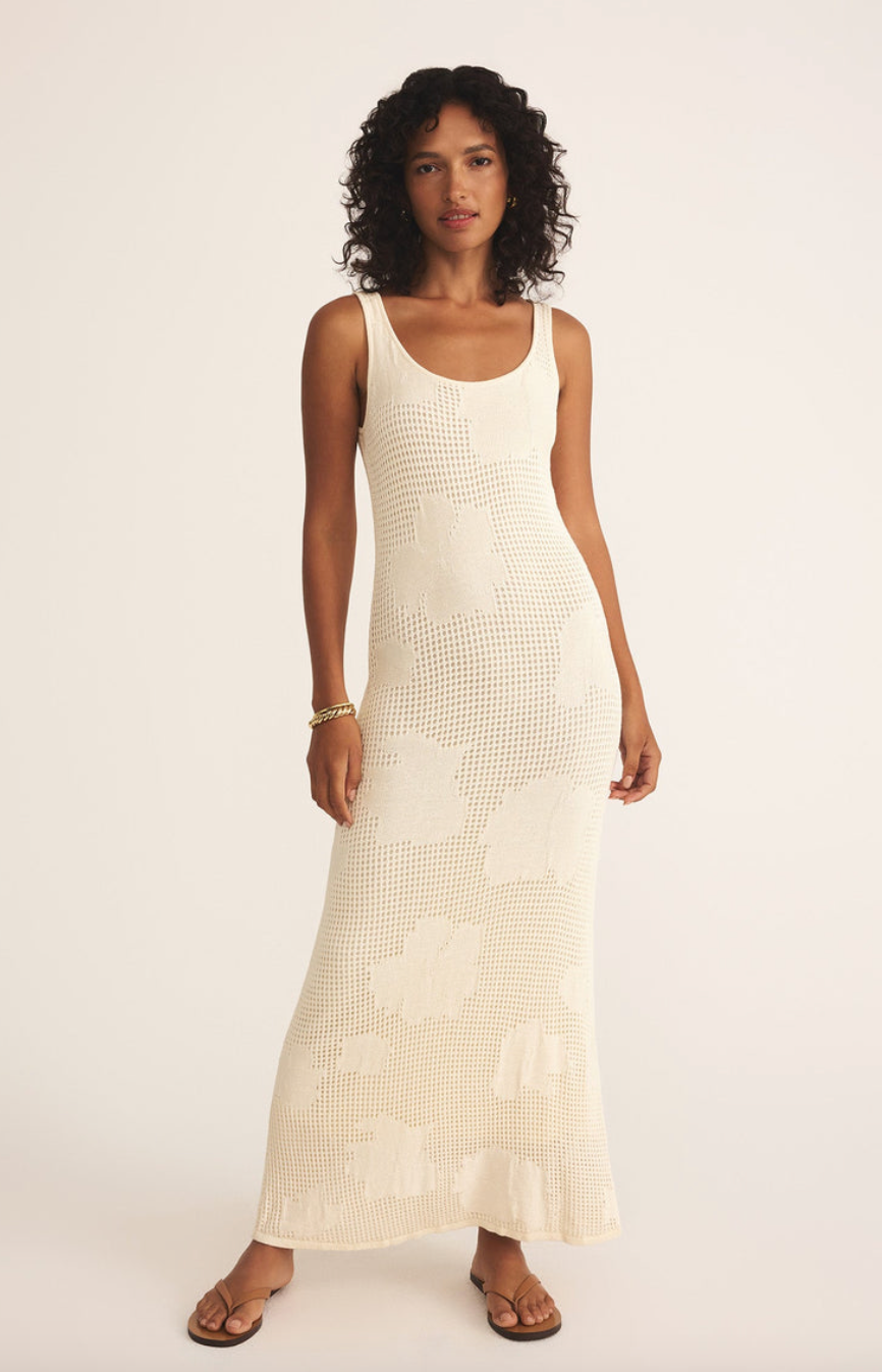 Praya Fleur Crochet Midi Dress