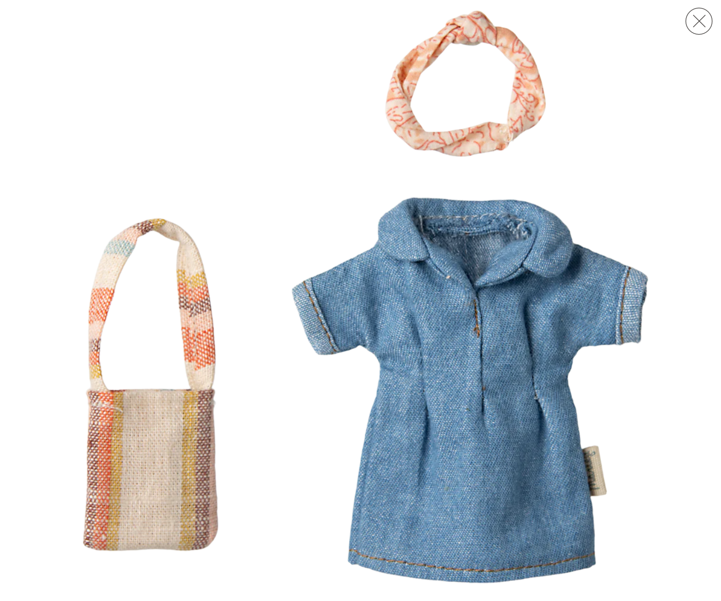 Maileg Denim dress and bag, Mum mouse