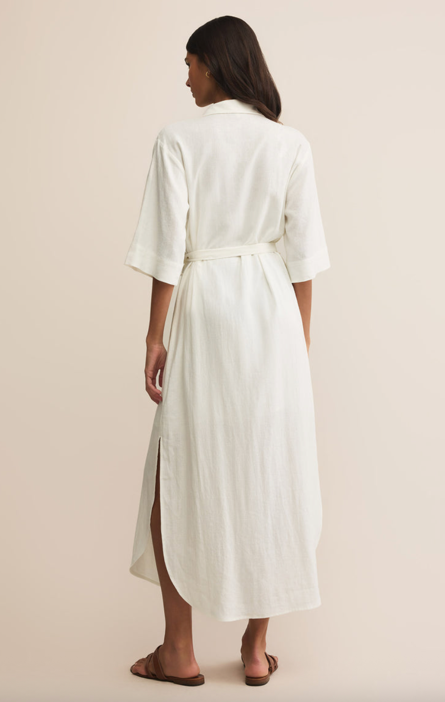 Brise Linen Midi Shirt Dress