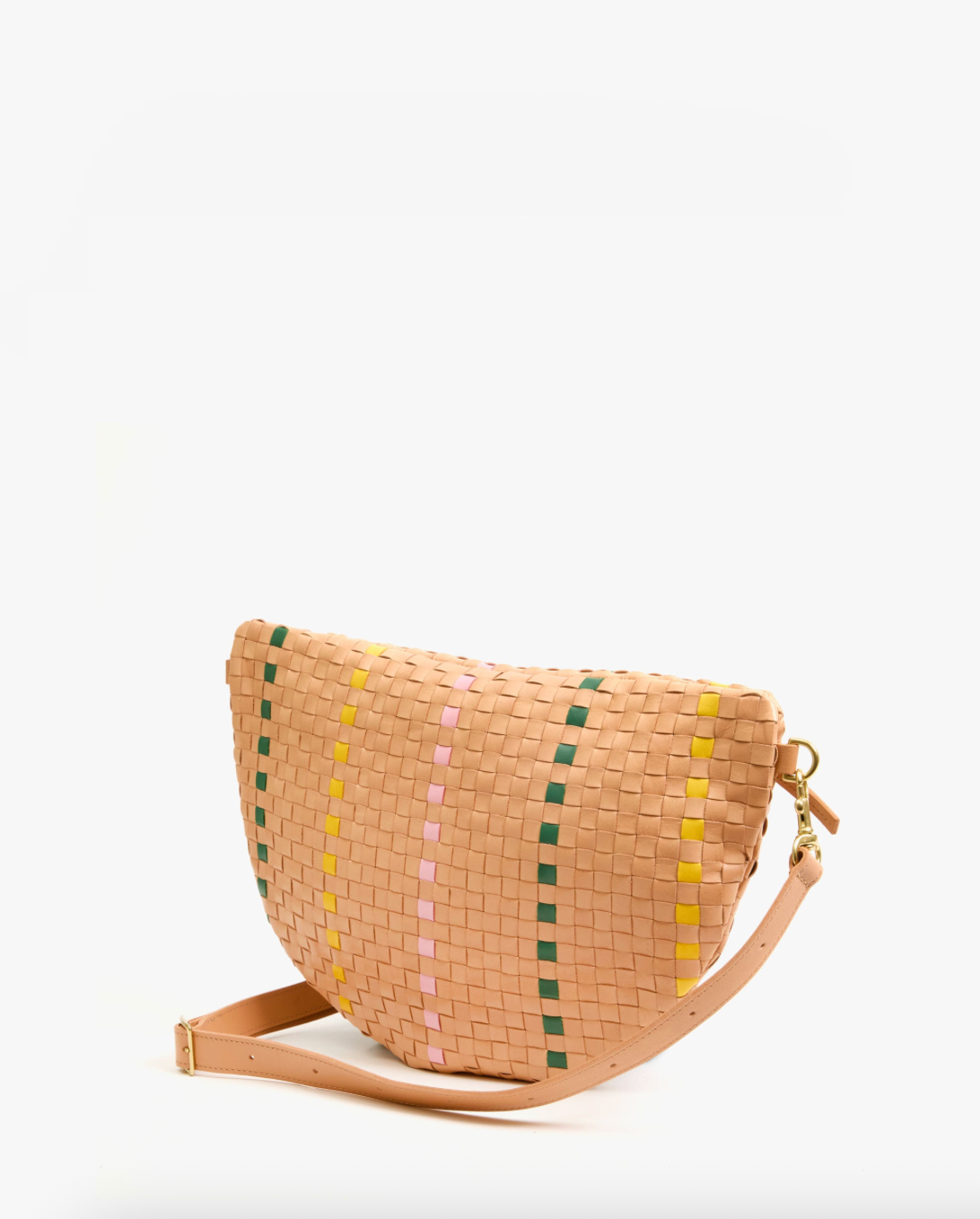 Clare V. Grande Fanny - Bisque Woven Checker w/ Stripe