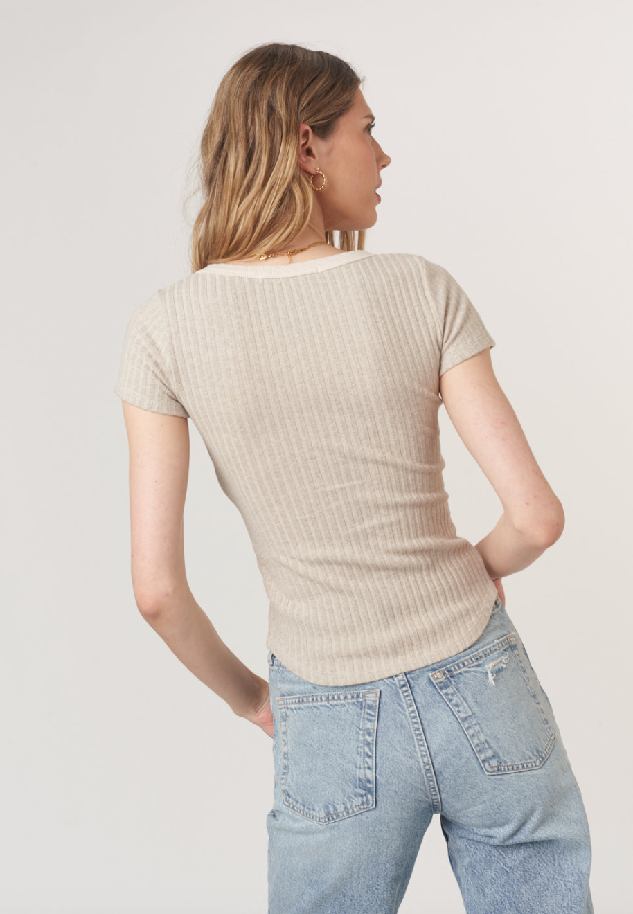 Julie Scoop-Neck Sweater Rib Tee