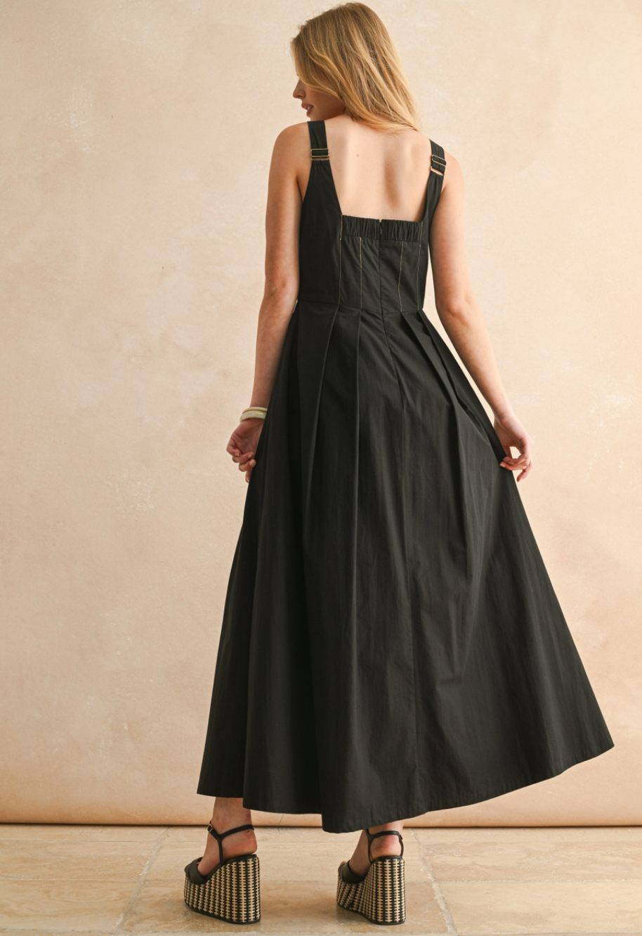 Scarlett Stitch Front Pleated Detail Dress