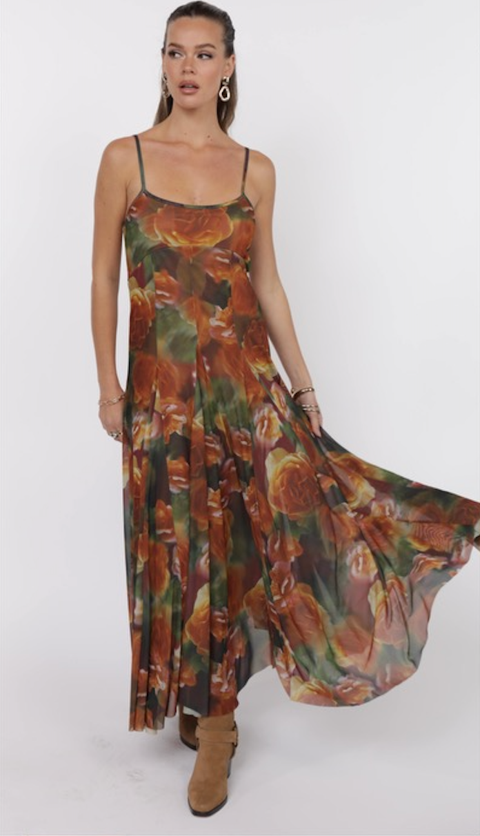 Heart Beats Godet Detail Maxi Dress