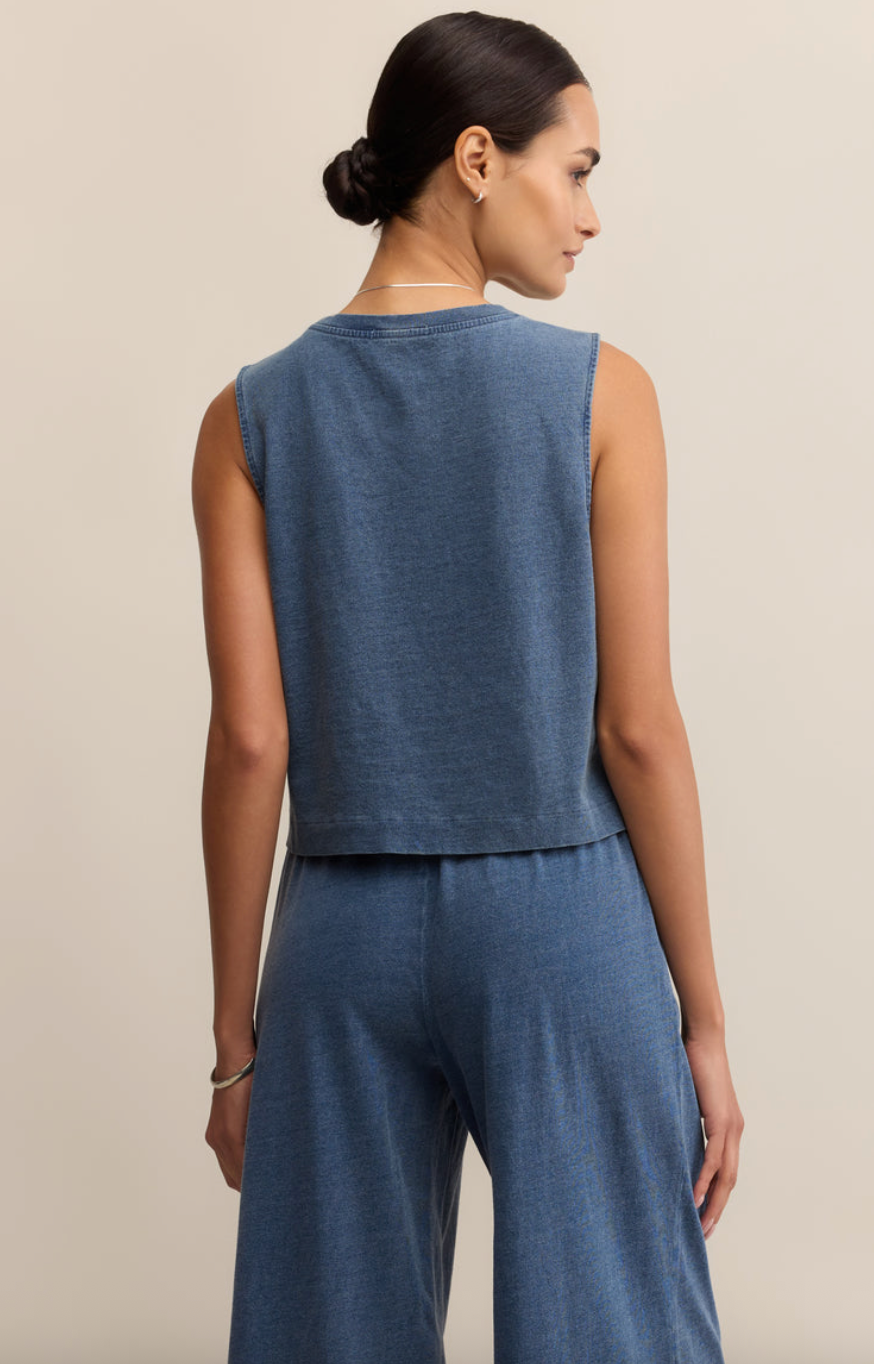 Sloane Jersey Denim Muscle Tank