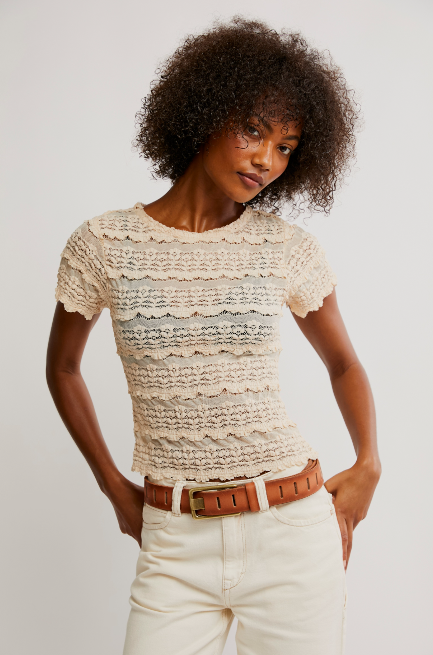 Angelina Lace Tee-Tea
