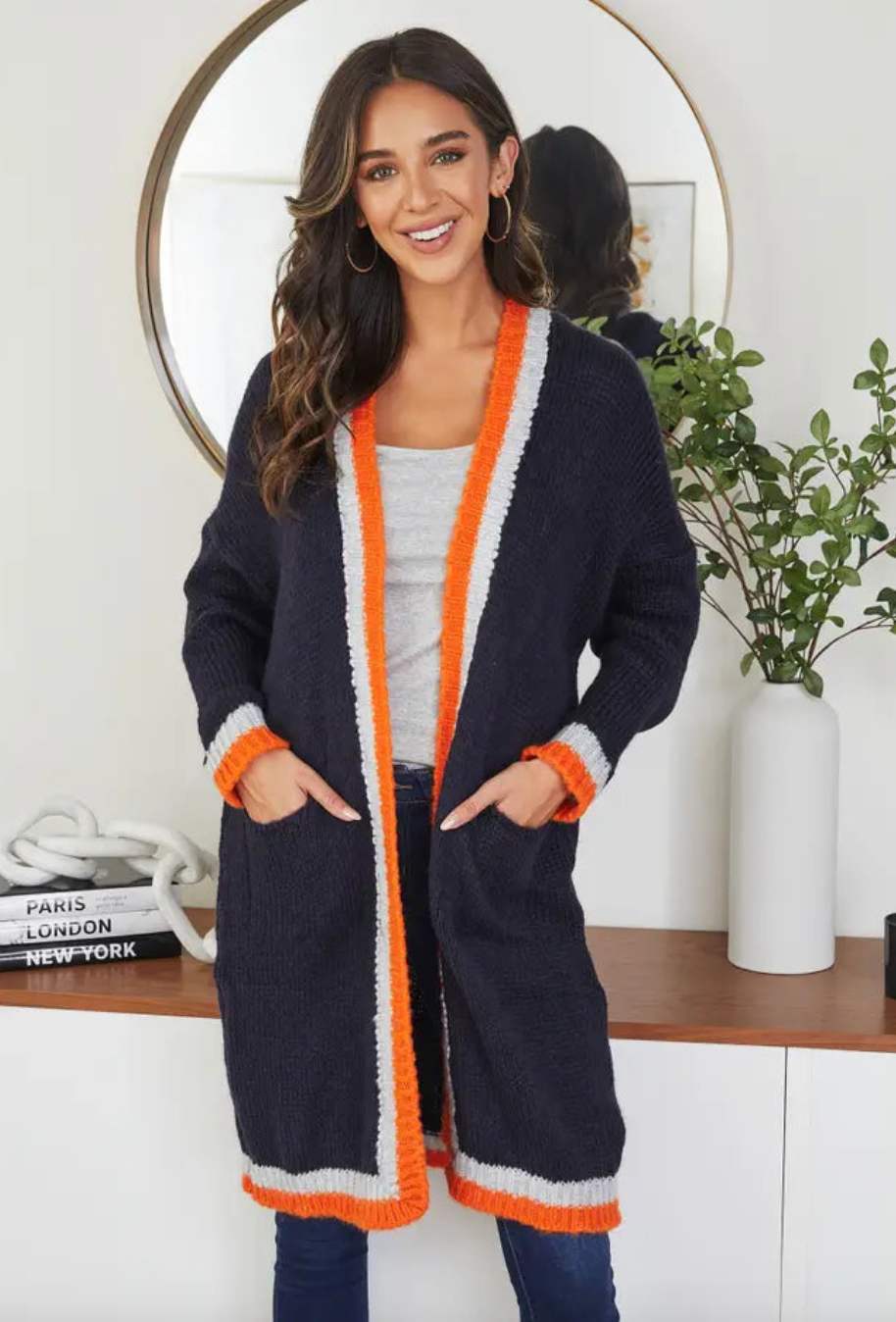 Milio Milano Striped Knit Mid Length Cardigan
