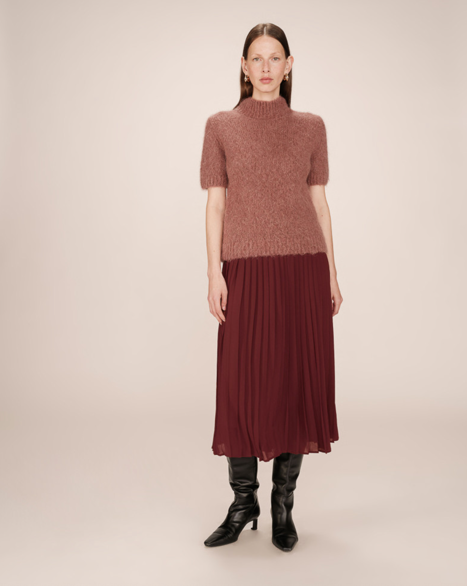 Plisse Midi Skirt