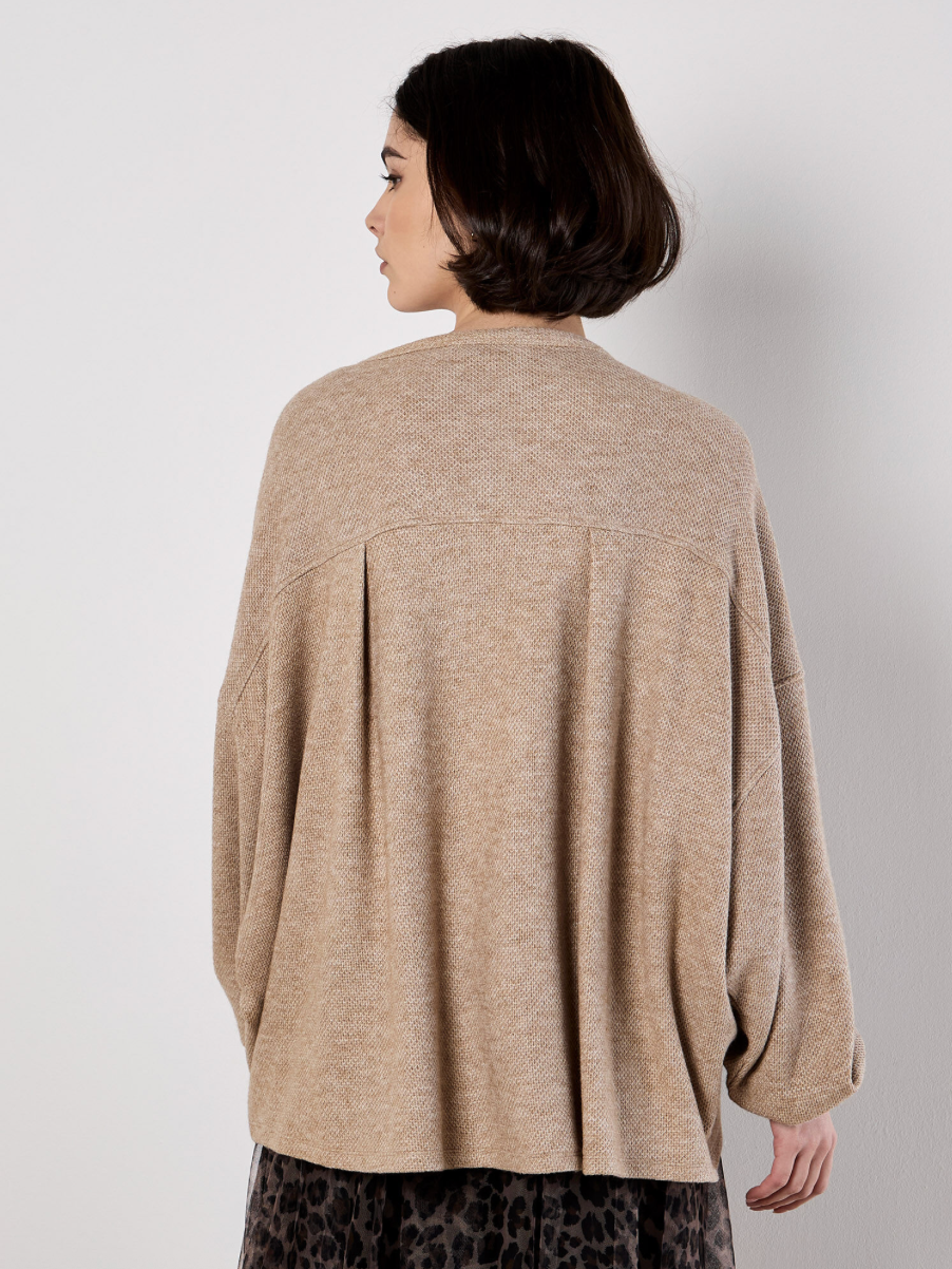 Apricot Honeycomb Knit Oversized Top