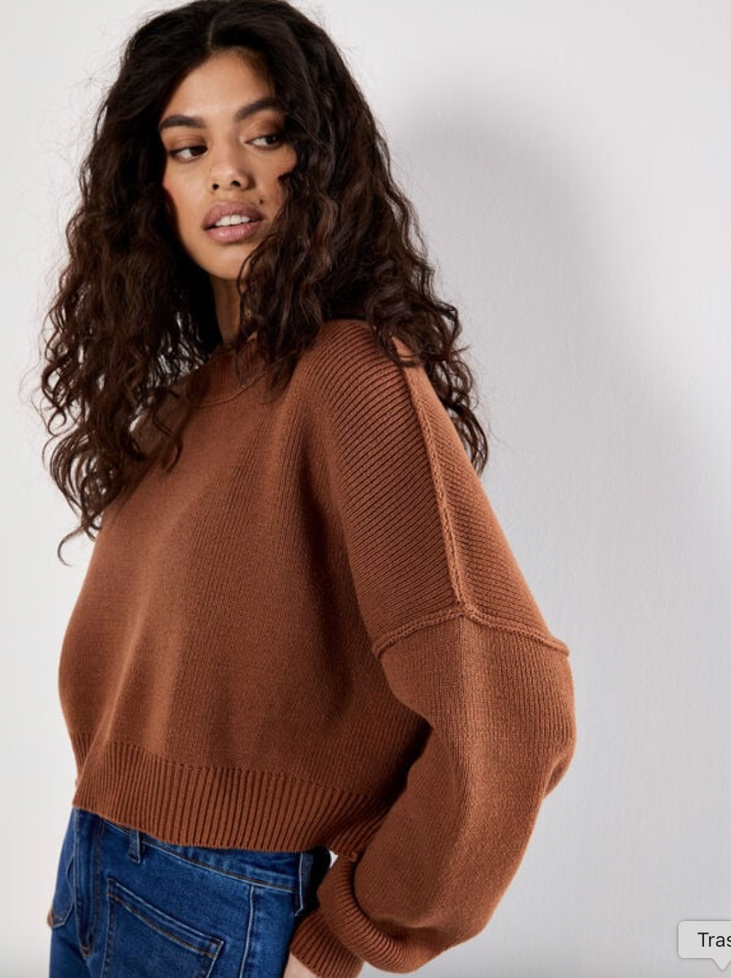 Apricot Cropped Drop Shoulder Jumper
