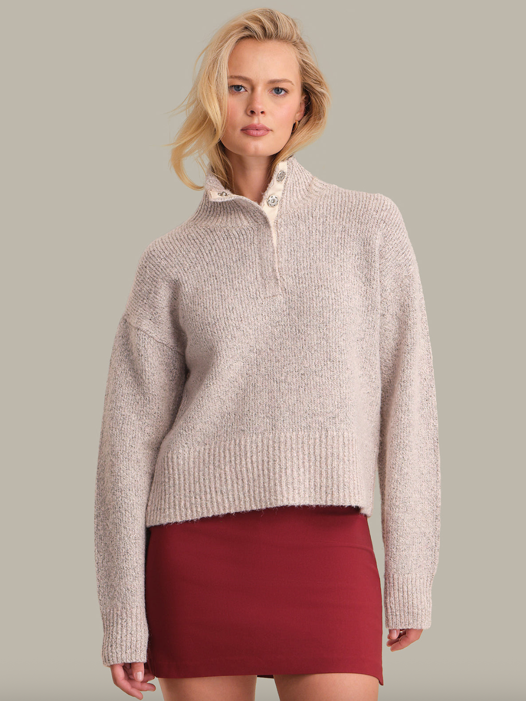525 America Nova Snap Front Henley Sweater