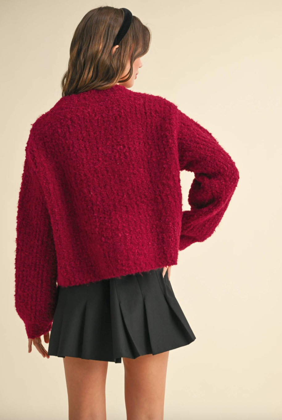 Miou Muse Roundneck Button Front Sweater Cardigan