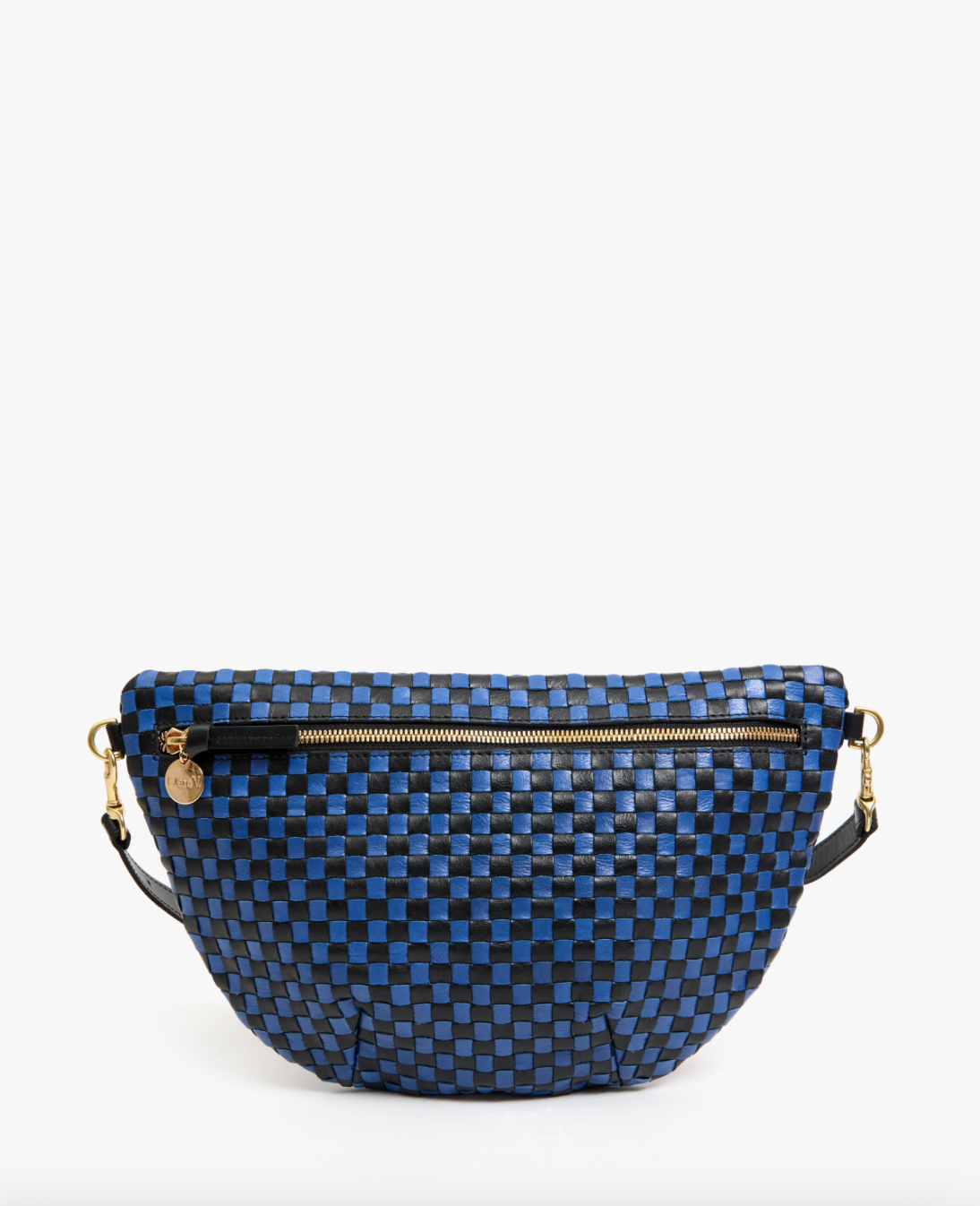 Clare V. Grande Fanny - Black/Cobalt Woven Checker