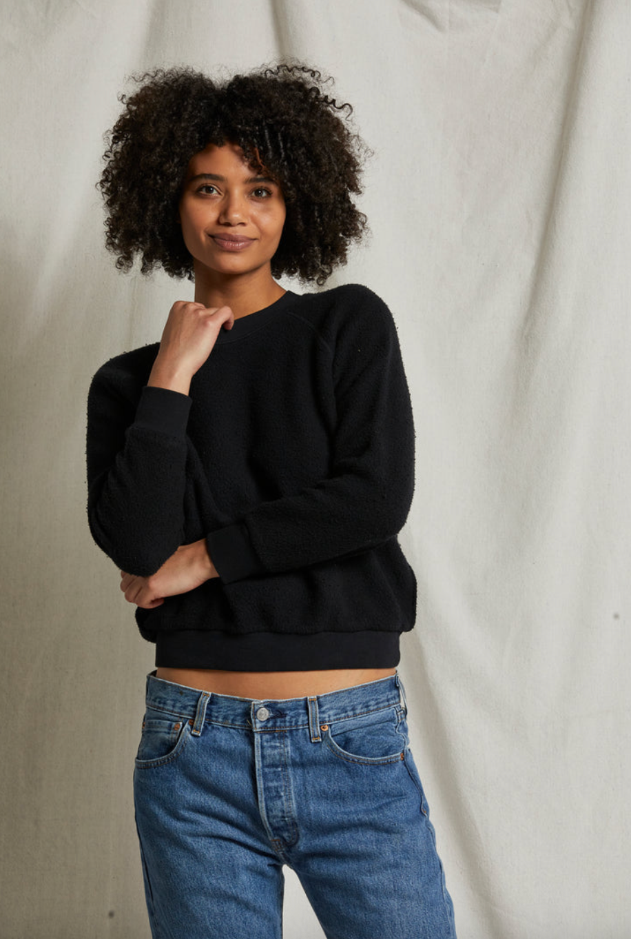 Perfect White Tee Ziggy Crew-Neck Sweatshirt - True Black