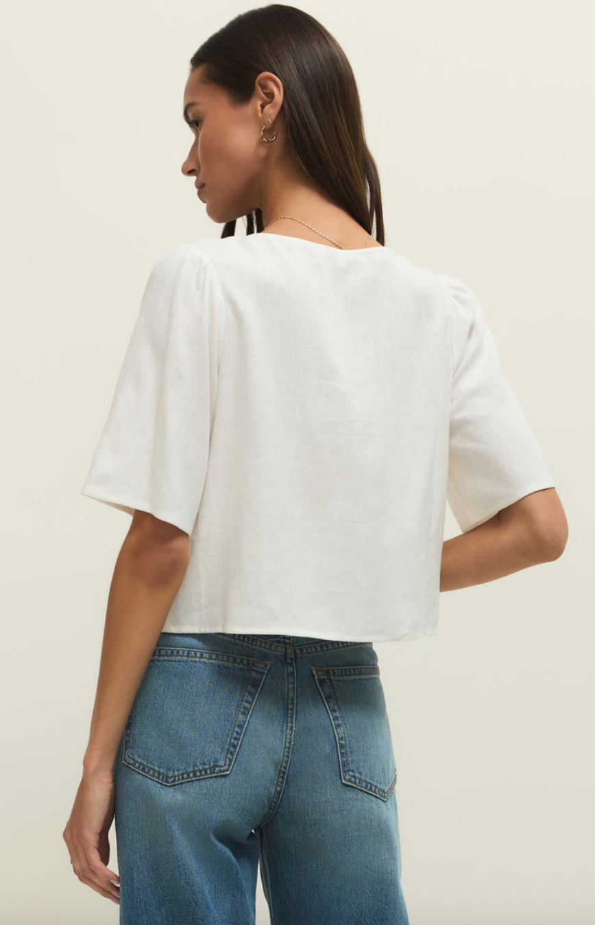 La Belle Linen Cropped Top - gilt+gossamer
