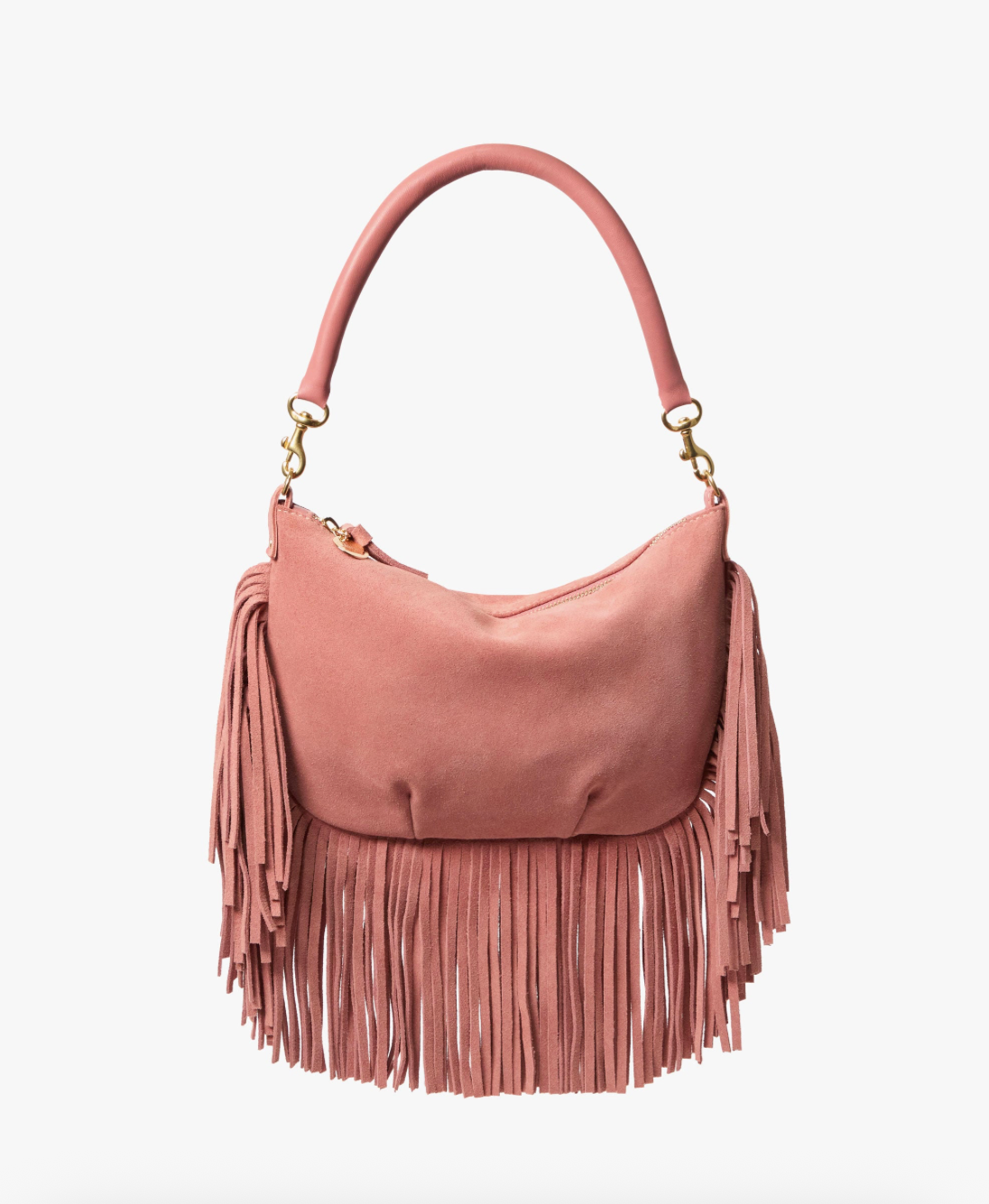 Clare V. Petit Moyen - Rose Clay Suede Fringe