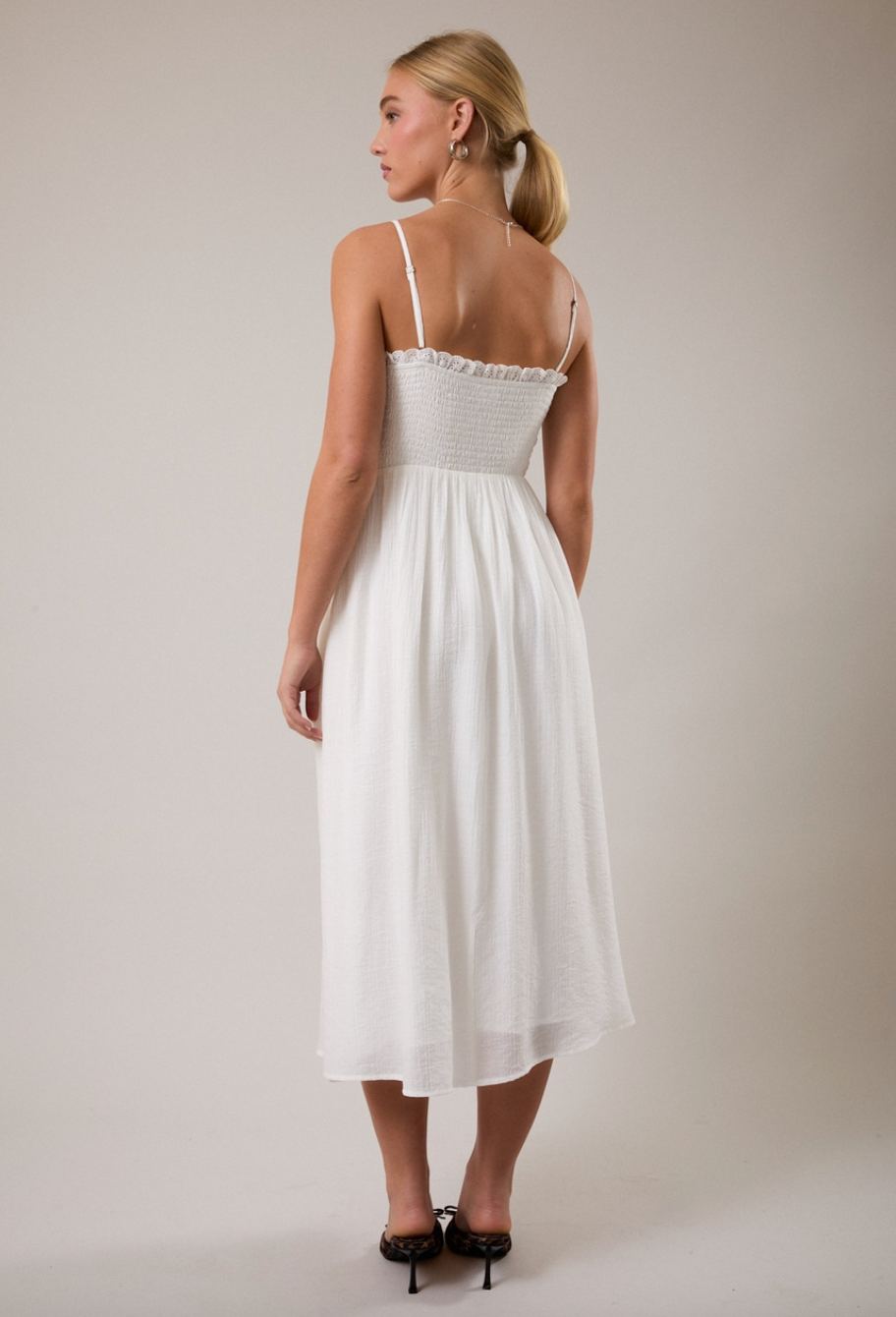 Jasmine Midi Dress with Cotton Lace Trim - gilt+gossamer