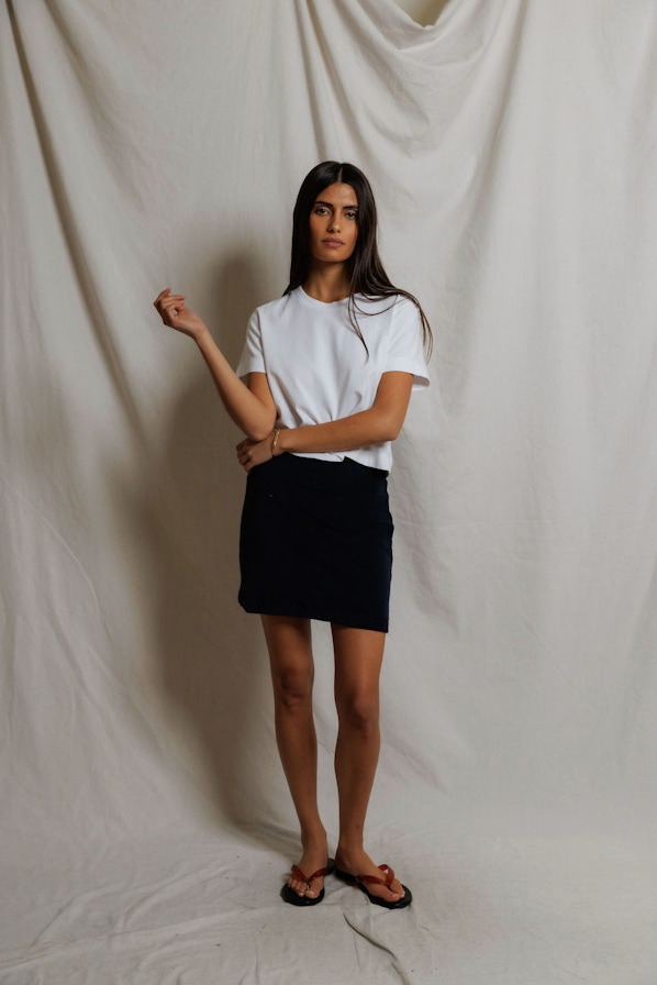 Perfect White Tee Emery Skirt - Navy - gilt+gossamer