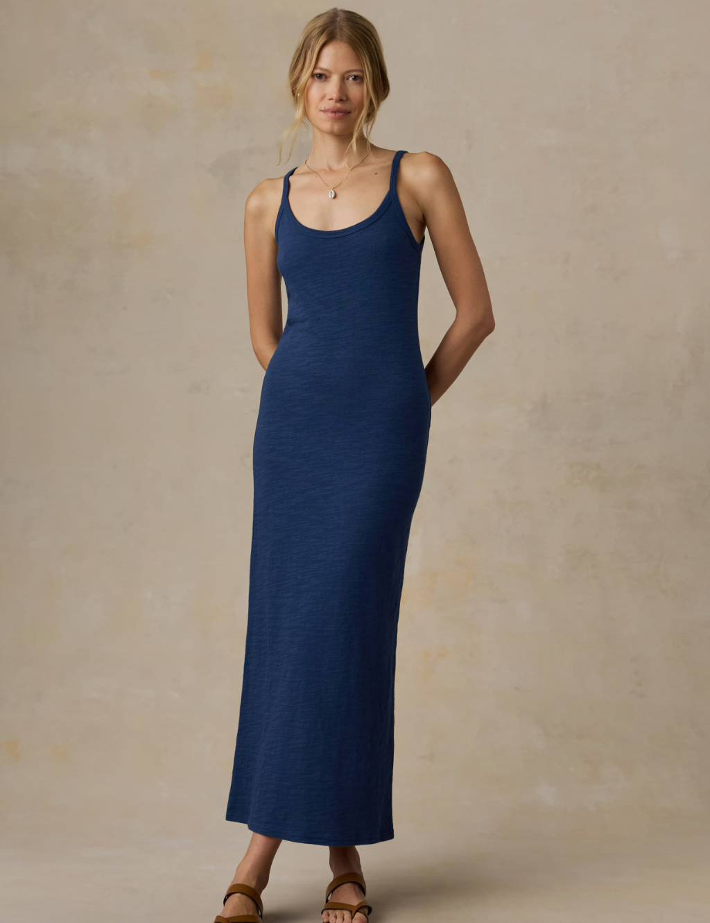 Faherty Sunwashed Slub Tank Dress - Sea Navy