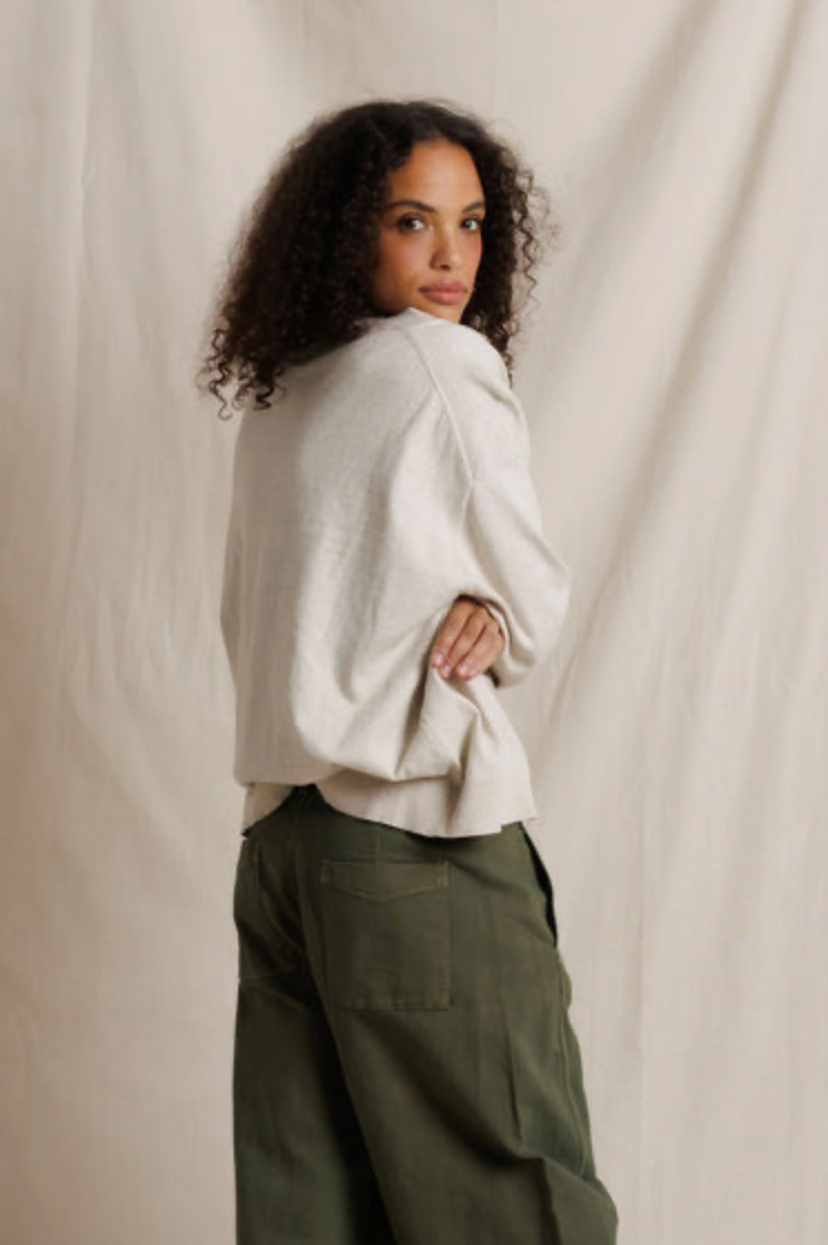 Perfect White Tee Skye Cotton Cashmere V-Neck Sweater - Whitecap Grey