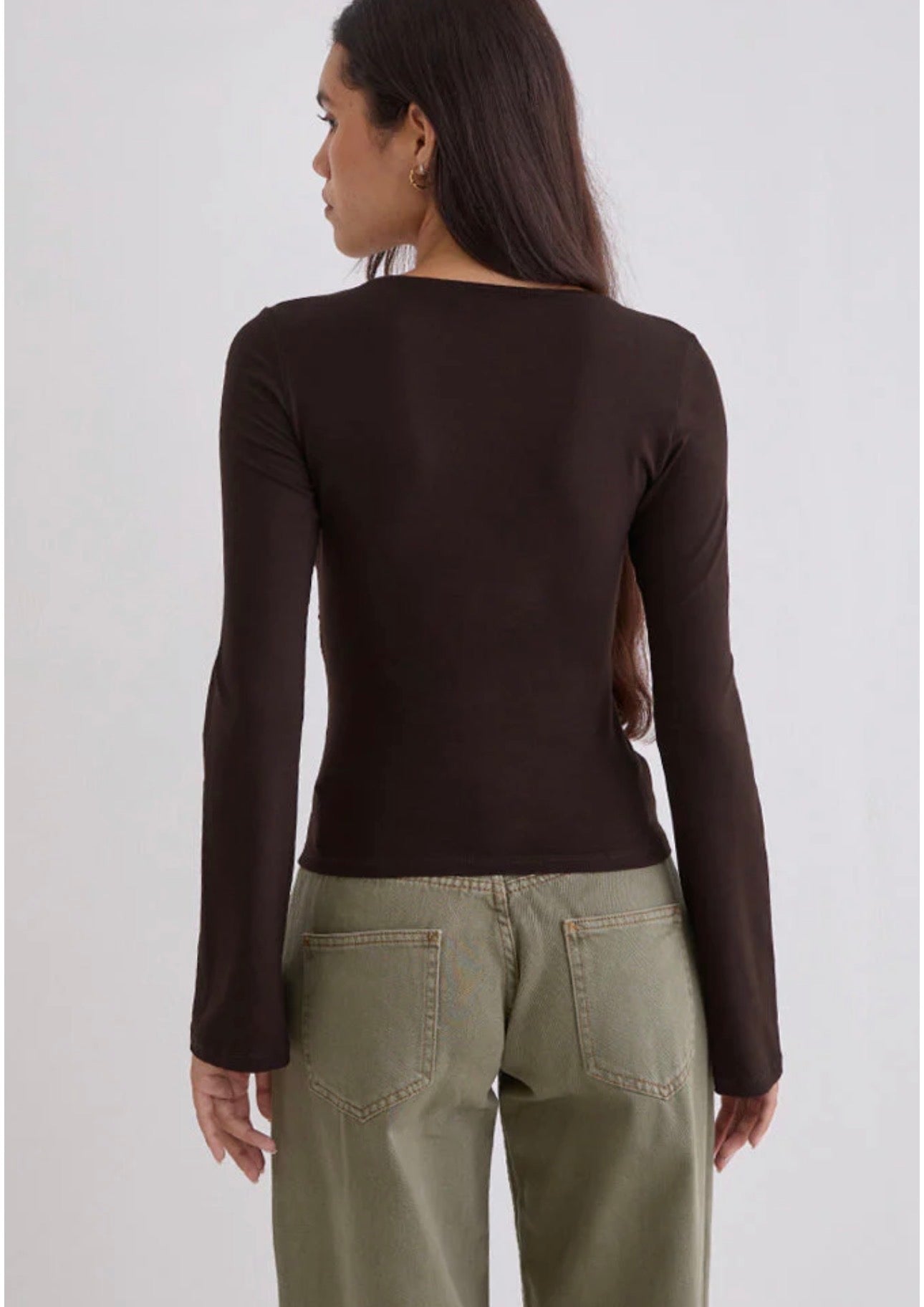 Motel Rocks Lamae Wrap Top In Bitter Chocolate