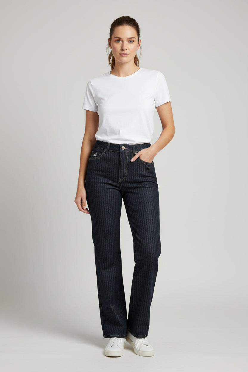 Letter To Juliet Paola Striped Wide Leg Jeans