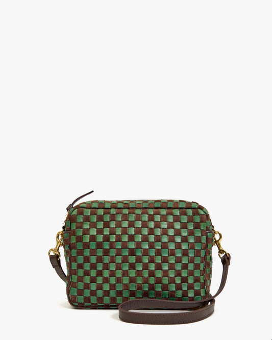 Clare V. Midi Sac - Deep Pine/Chocolate Woven Checker
