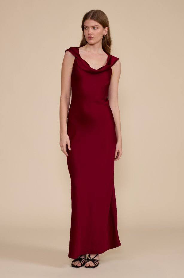 Mireya Satin Cowl Neck Dress