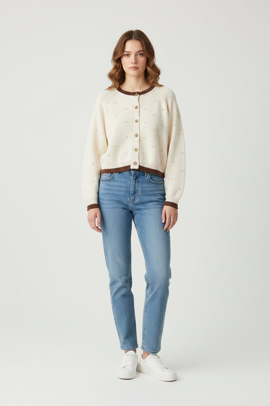 Miou Muse Pointelle Cardigan - gilt+gossamer