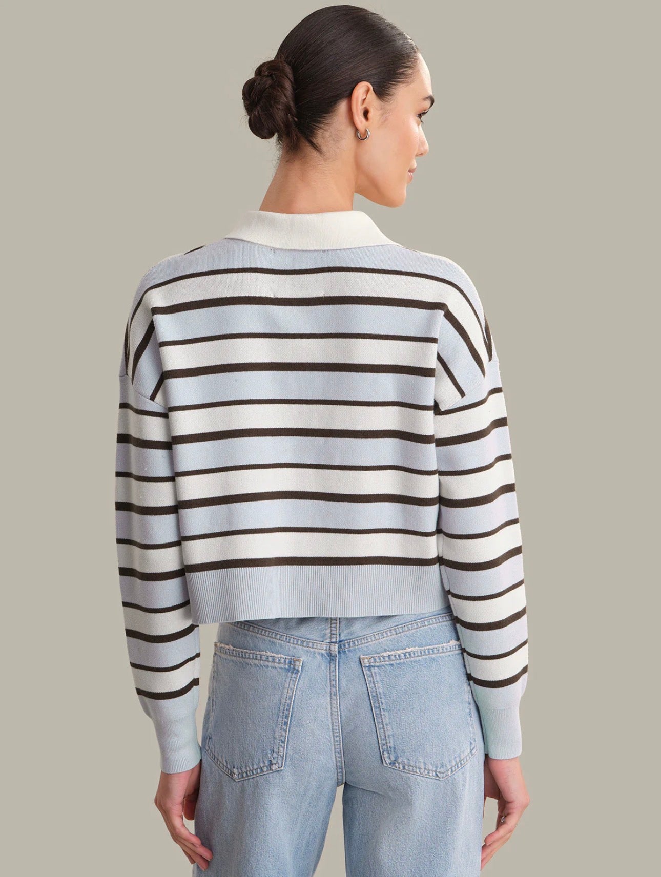 525 Tia Striped Polo Pullover - gilt+gossamer