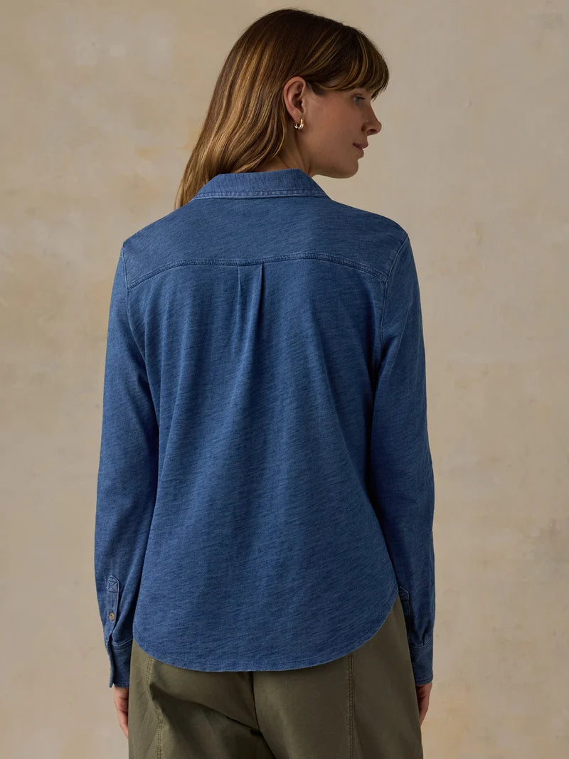 Faherty Sunwashed Knit Shirt - Medium Indigo Wash