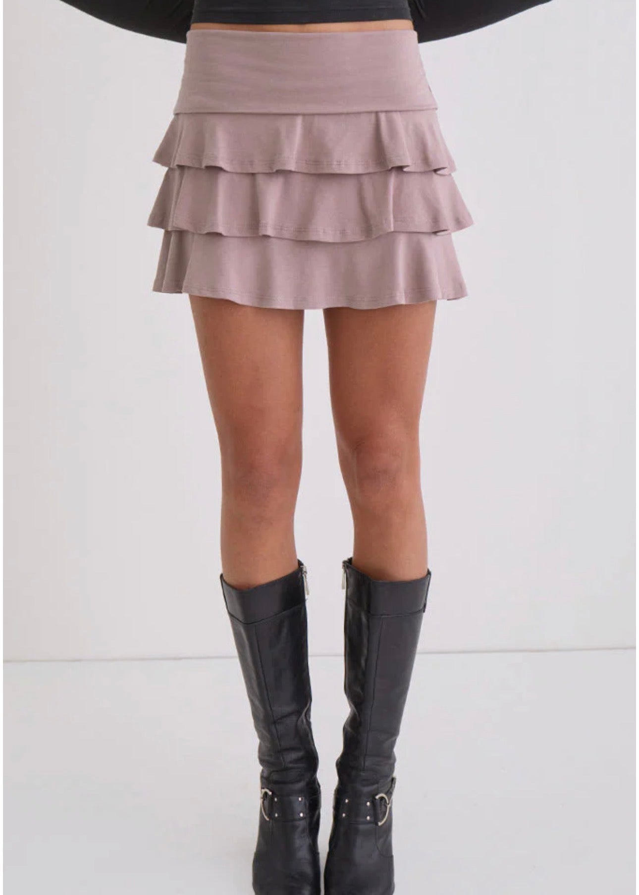 Motel Rocks Calali Mini Skirt In Jersey Dusty Mauve - gilt+gossamer