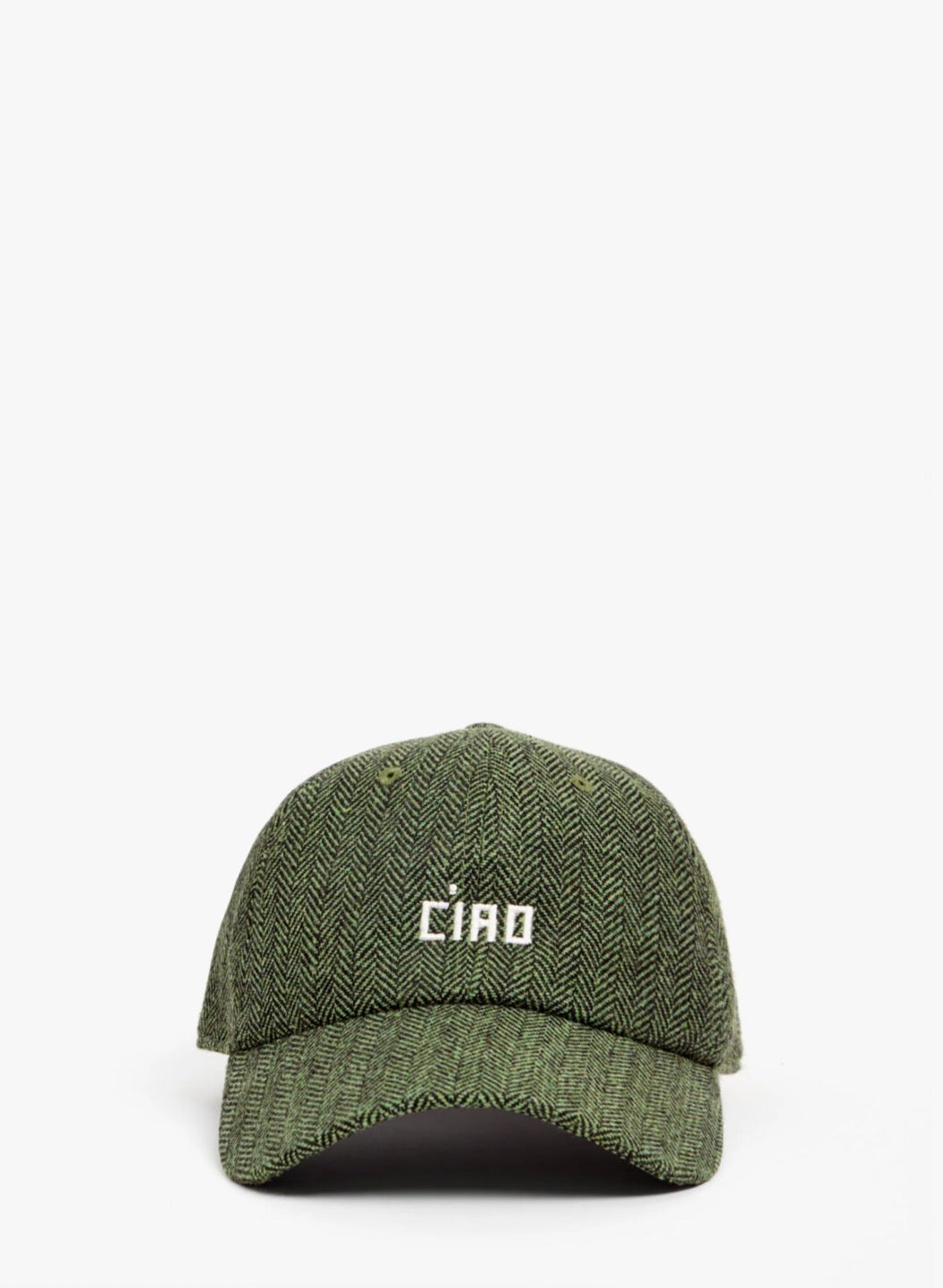 Clare V. Wool Baseball Hat - Green/Black Embroidered Petit Ciao - gilt+gossamer