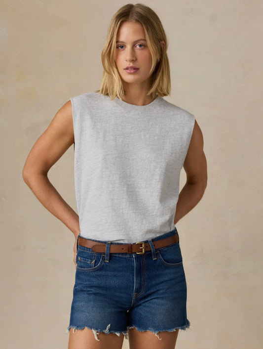 Faherty Sunwashed Slub Muscle Tank - Light Grey Heather - gilt+gossamer