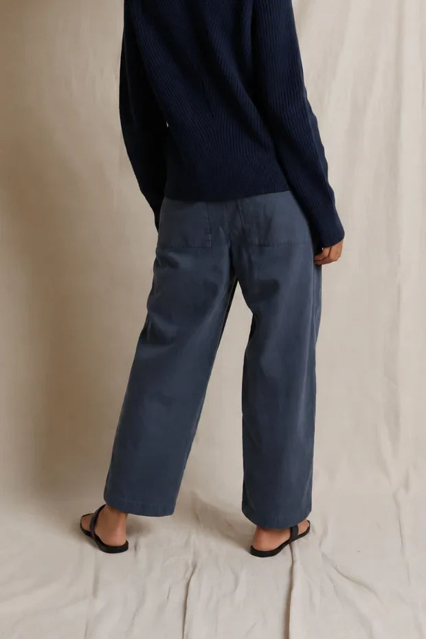 Perfect White Tee Virginia Sateen Slub Slouchy Utility Pant - Turbulence