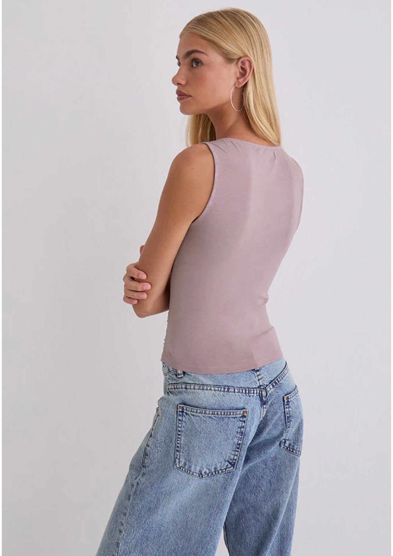Motel Rocks Tanzy Tie Top In Jersey Dusty Mauve - gilt+gossamer