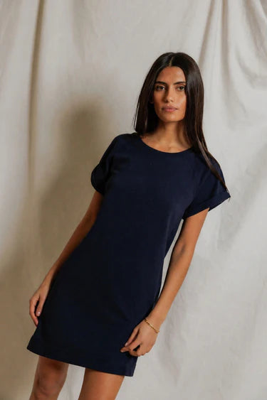 Perfect White Tee Laurie Short Sleeve Dress - Navy - gilt+gossamer