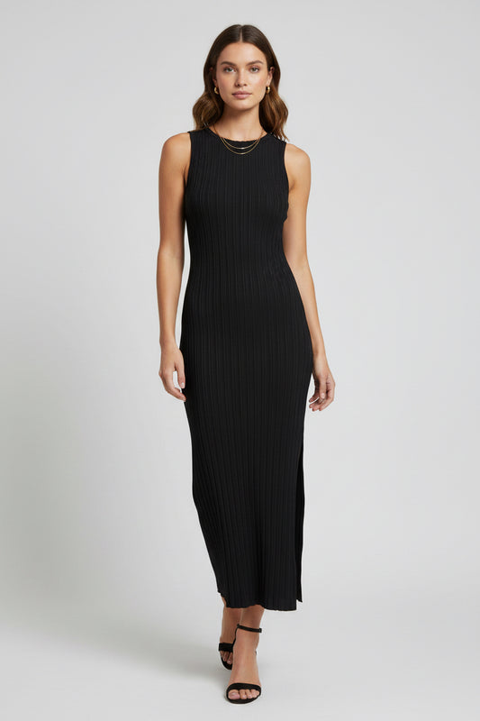 Miou Muse Ribbed Knitted Long Dress