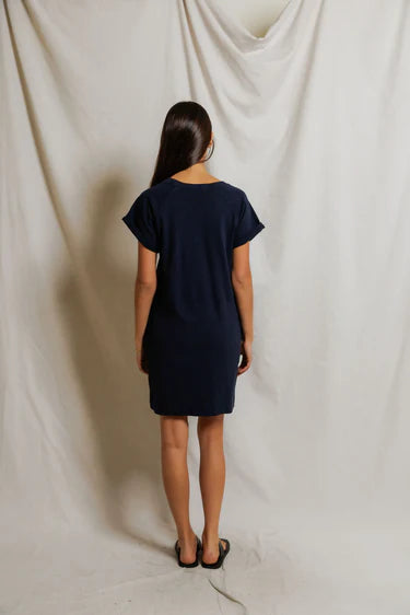 Perfect White Tee Laurie Short Sleeve Dress - Navy - gilt+gossamer