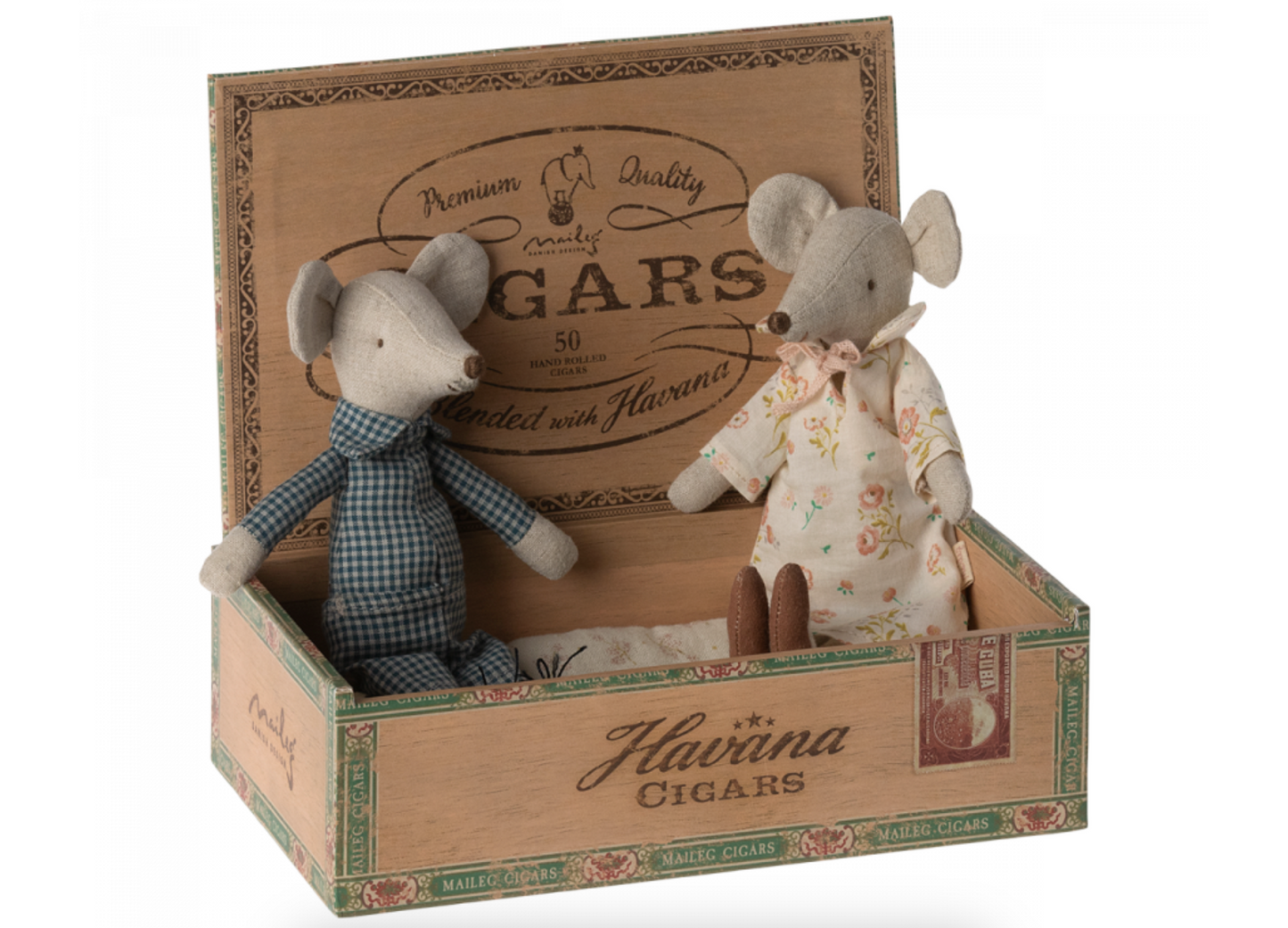 Maileg Grandma & Grandpa Mice in Cigarbox