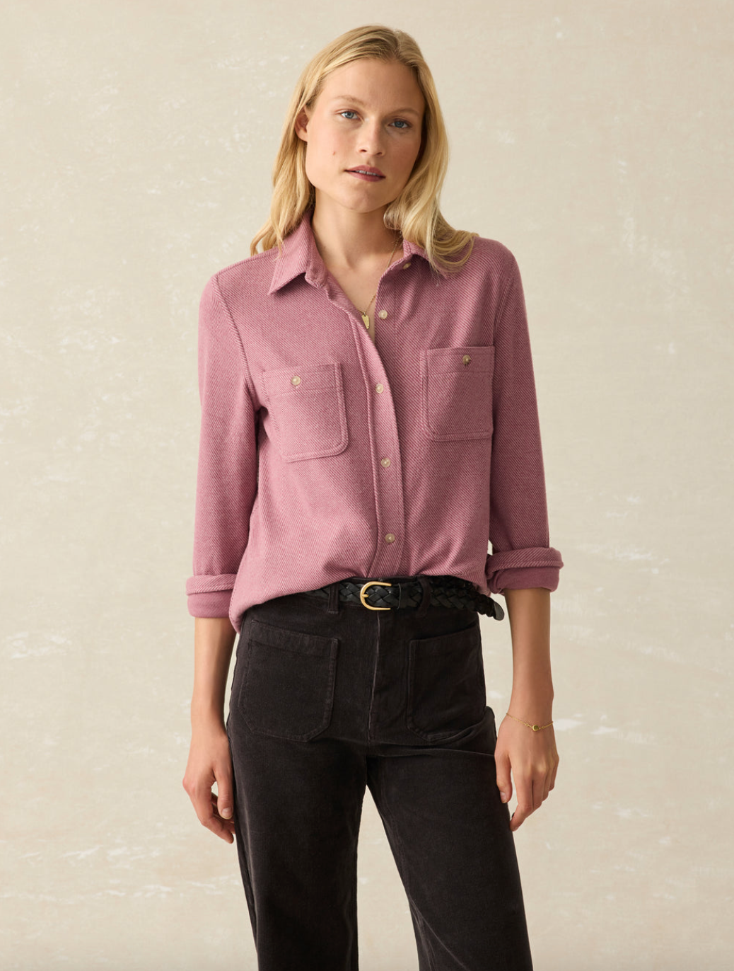 Faherty Legend Sweater Shirt - Rose Twill