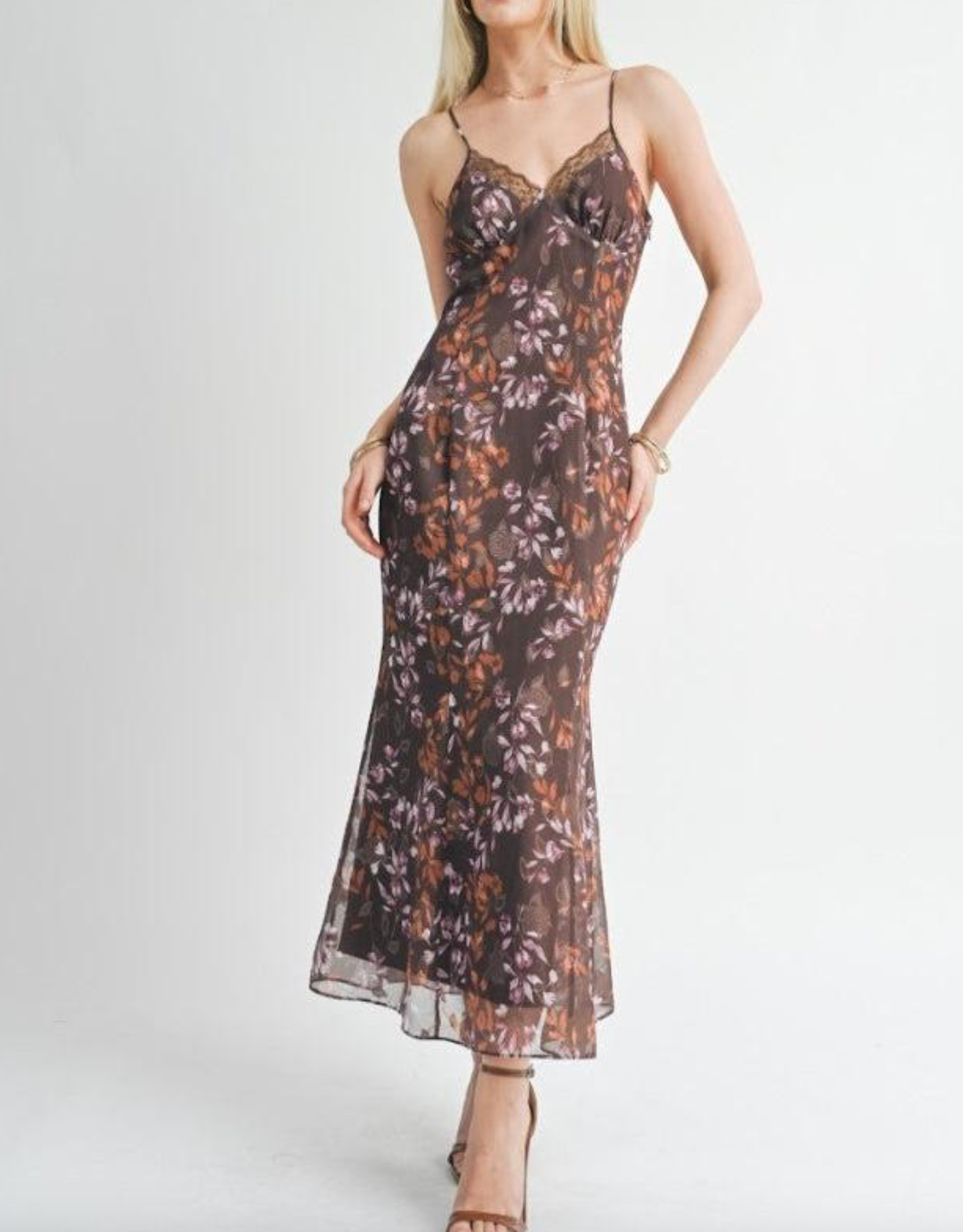 Celebrate Her Lace Trim Maxi Dress