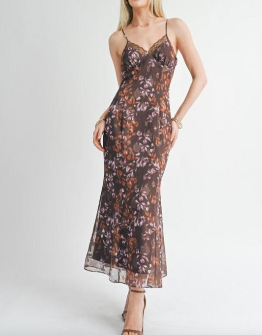 Celebrate Her Lace Trim Maxi Dress