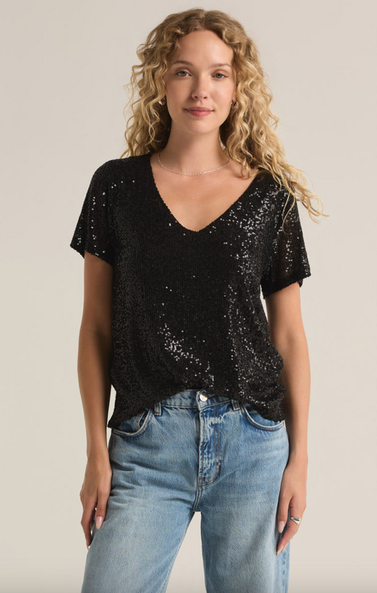 Marbella V-Neck Sequin Top