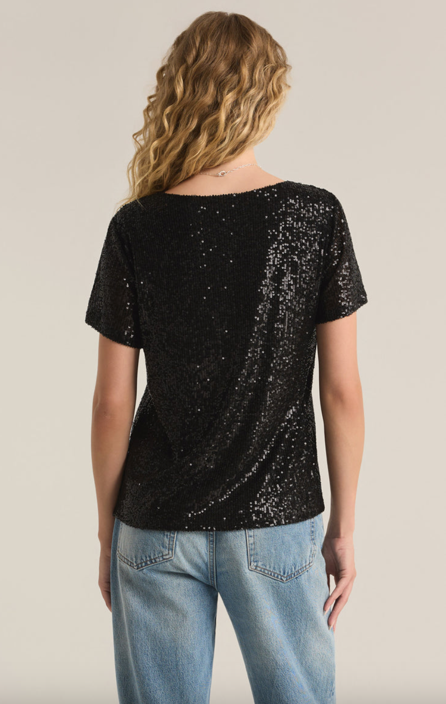 Marbella V-Neck Sequin Top